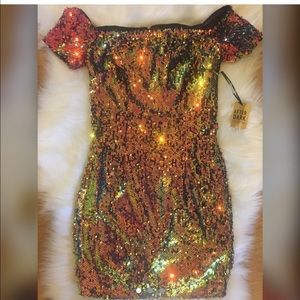 Sequin off shoulder dress